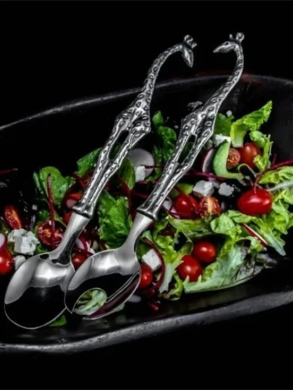 GIRAFFE SALAD SERVERS LARGE +SERVING SPOON-EARTHANGEL